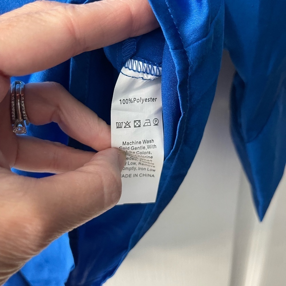 Amazon Blue Long Sleeve Button Down Top - Picture 6 of 6